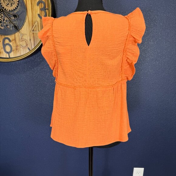 NWT Gauzy Papaya Babydoll Top, Medium - Picture 3 of 9
